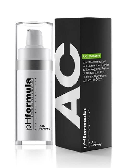pHformula A.C. recovery، وهو سيروم/كريم علاجي متطور ومكثف مصمم خصيصاً للعناية بالبشرة المعرضة لحب الشباب،