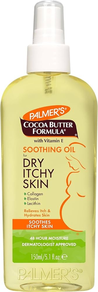 زيت بالمرز المهدئ للبشرة الجافة والمصابة بالحكة بتركيبة زبدة الكاكاو وفيتامين E (Palmer's Cocoa Butter Formula Soothing Oil for Dry Itchy Skin) بحجم 150 مل.