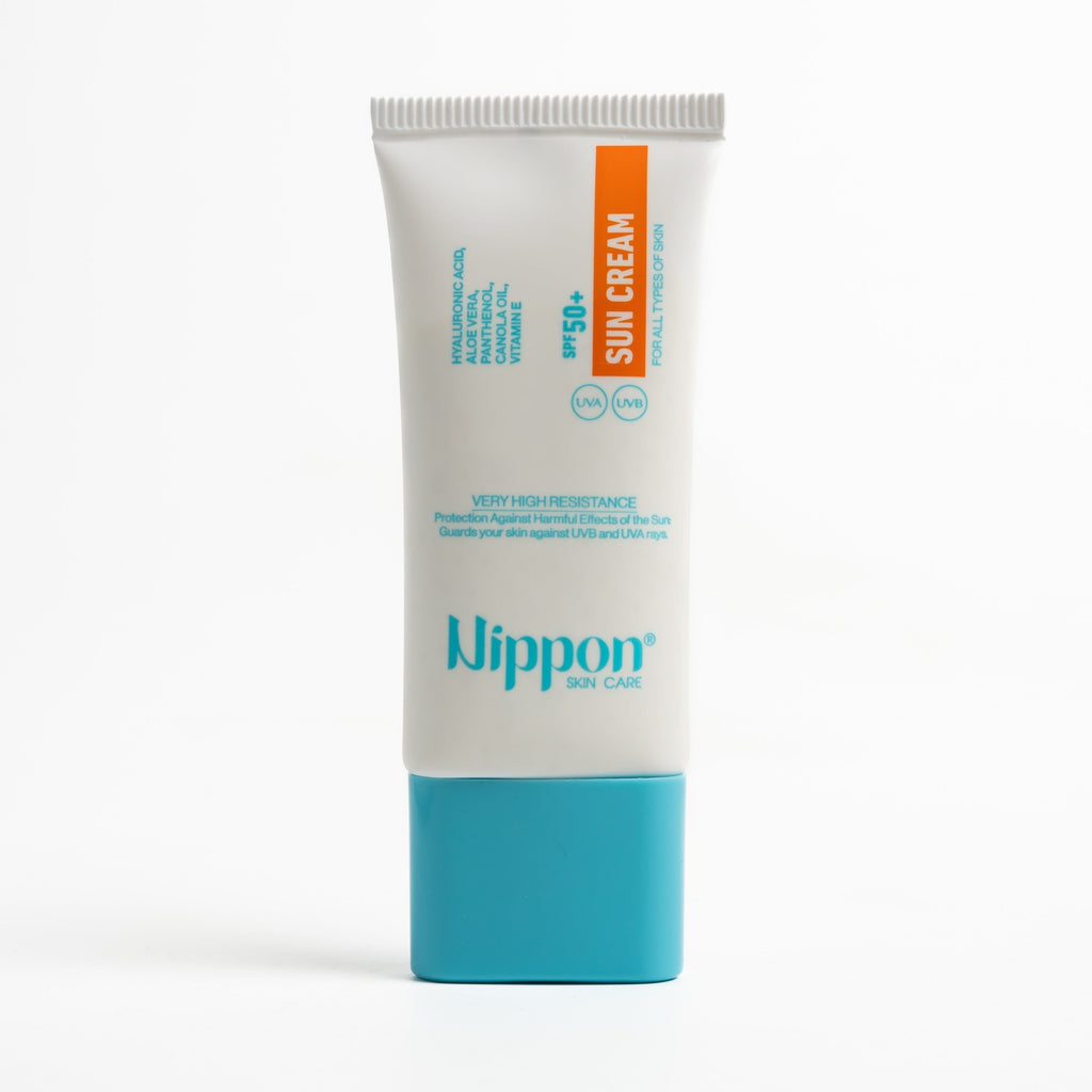 Nippon Sun Cream Spf50+ Hyaluronic Acid Aloe Vera - 50ml | نيبون كريم واقي شمسي spf50+ بالهيالورونيك اسيد و الالوفيرا - 50 مل