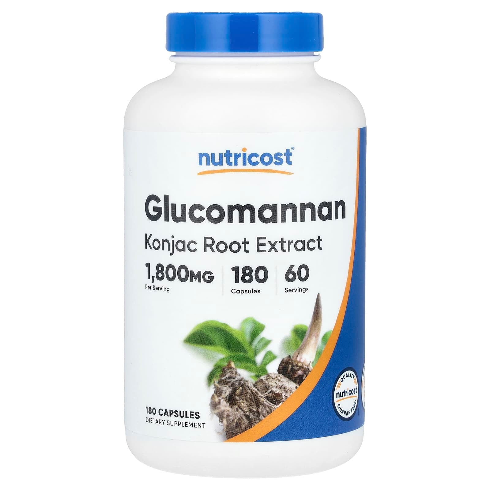 Nutricost Glucomannan، وهو مكمل غذائي يحتوي على ألياف مشتقة من جذور نبات الكونجاك.