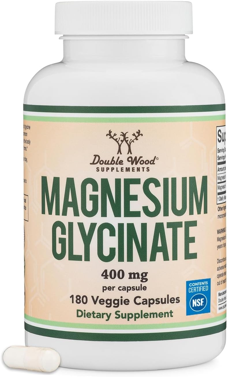 جلايسينات المغنيسيوم (Magnesium Glycinate) بتركيز 400 ملجم لكل كبسولة، من إنتاج شركة Double Wood Supplements ويحتوي على 180 كبسولة