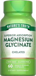 مكمل Nature's Truth Magnesium Glycinate (جليسينات المغنيسيوم المخلبي)، وهو عبوة تحتوي على 60 كبسولة سريعة المفعول