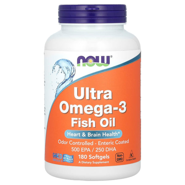 مكمل غذائي Ultra Omega-3 Fish Oil من إنتاج شركة NOW Foods.