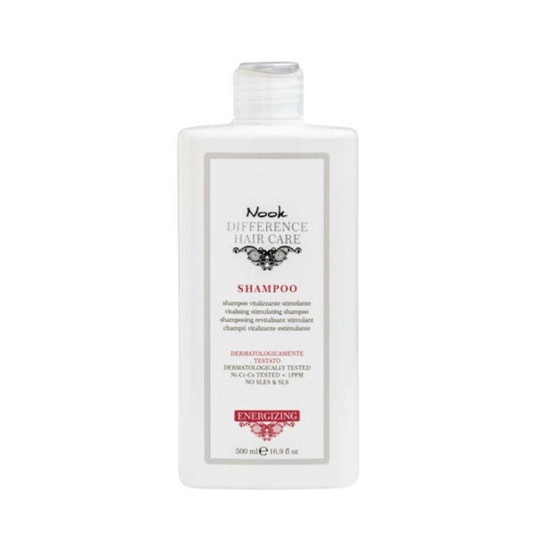 Nook Difference Hair Care Energizing Shampoo، وهو شامبو إيطالي مصمم للشعر الضعيف والمتساقط.