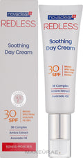 كريم النهار المهدئ Novaclear Redless Soothing Day Cream SPF 30، وهو مرطب يومي مخصص للعناية بـ البشرة الحساسة، المتهيجة، والمعرضة للاحمرار أو الوردية.