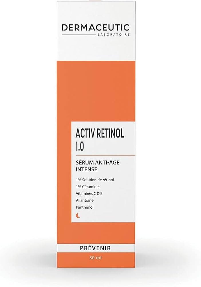 Dermaceutic Activ Retinol 1.0 Intense Age Defense Serum، وهو سيروم ليلي مكثف ومضاد لعلامات تقدم السن.