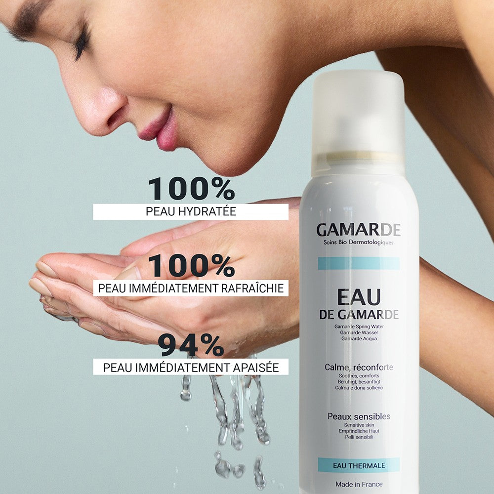 بخاخ المياه الحرارية من جامارد (Eau de Gamarde)، وهو عبارة عن مياه ينابيع حرارية طبيعية فرنسية مخصصة للعناية بالبشرة وتلطيفها