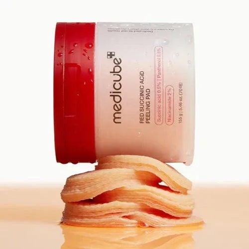 Medicube Red Succinic Acid Peeling 70 Pads - 155g | ميدي كيوب وسادات تقشير حمض السكسينيك الاحمر 70 وسادة - 155غ