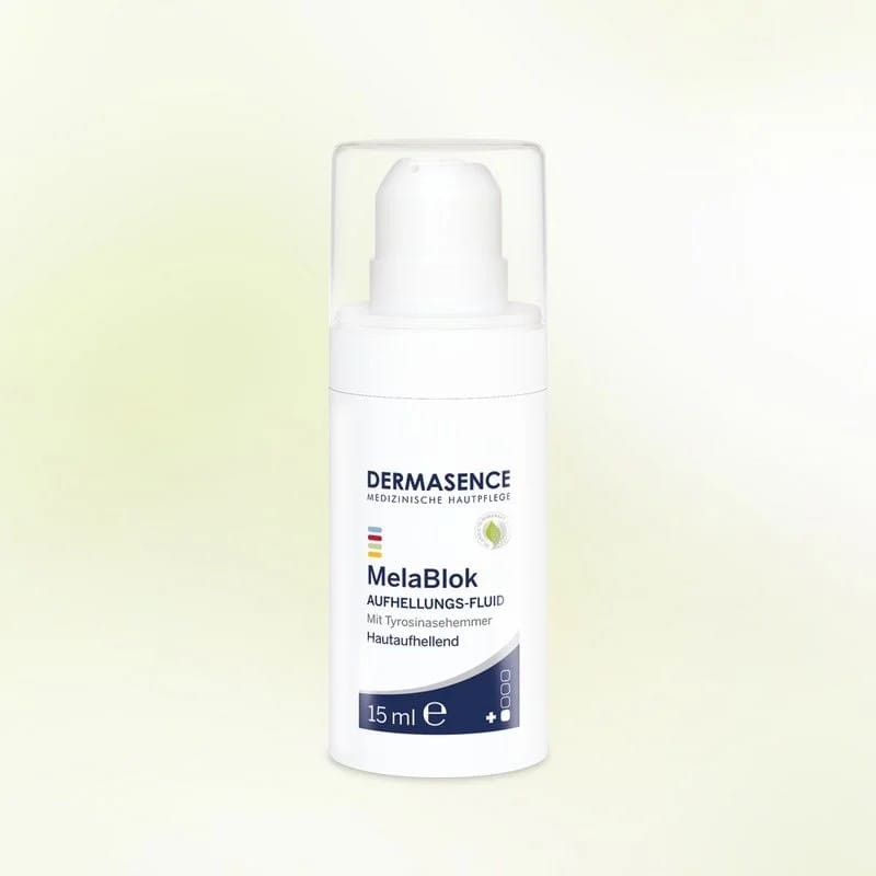 Dermasence MelaBlok Brightening Fluid، وهو سائل طبي مركّز ومبتكر مصمم خصيصاً لتفتيح بقع البشرة، وعلاج التصبغات، والكلف، وبقع تقدم العمر.