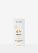 واقي الشمس سائل للوجه (BABE Laboratorios Super Fluid Sunscreen SPF 50) المخصب بحمض الهيالورونيك