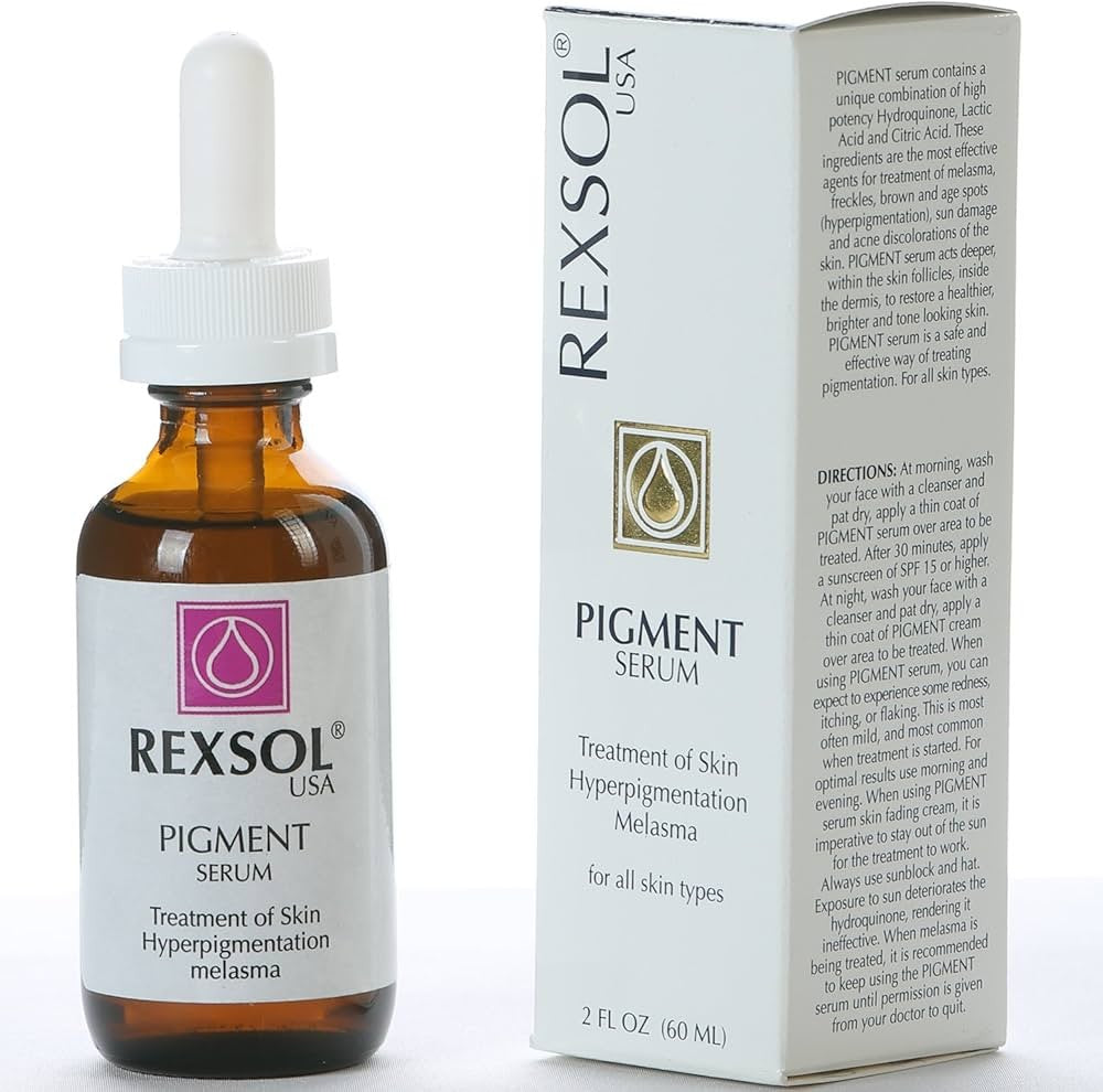 سيروم ريكسول للتصبغات والكلف (Rexsol Pigment Serum)، وهو مستحضر مخصص لتفتيح البشرة ومعالجة البقع الداكنة وفرط التصبغ