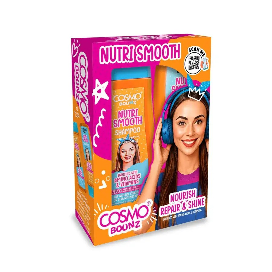 Cosmo Bounz Nutri-Smooth Full Hair Care Package | بكج شامبو وبلسم التغذية المتكاملة للشعر