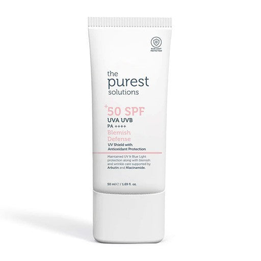 The Purest Solutions Blemish Defense SPF50+ Sunscreen – 50ml | ذا بيورست سولوشنز واقي شمس SPF50+ للبشرة المعرضة للحبوب – 50 مل