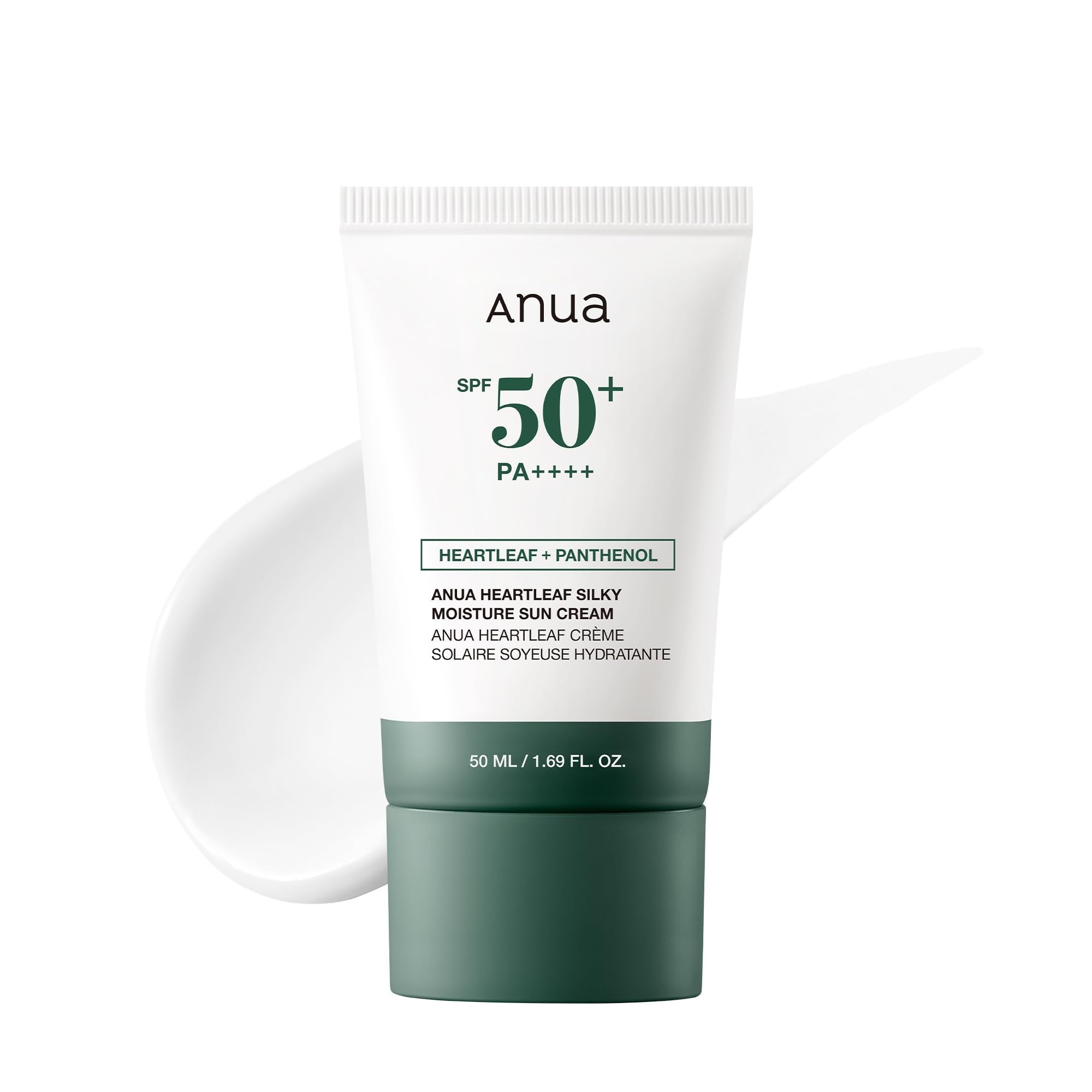 anua Heartleaf Silky Moisture Sun Cream SPF50+ - 50ml | كريم واقٍ من الشمس الهارتليف للترطيب الحريري SPF50+ من أنوا - 50 مل
