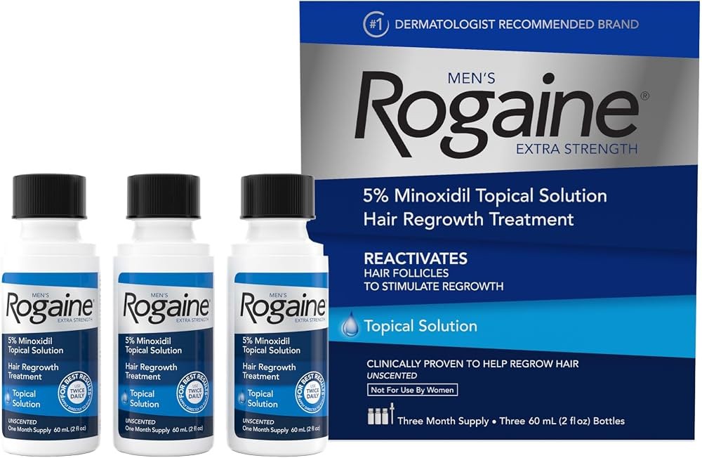 Men’s Rogaine Extra Strength 5% Minoxidil Topical Solution –  60ml | روجين للرجال إكسترا سترينث مينوكسيديل 5% محلول موضعي لإنبات الشعر –  60 مل