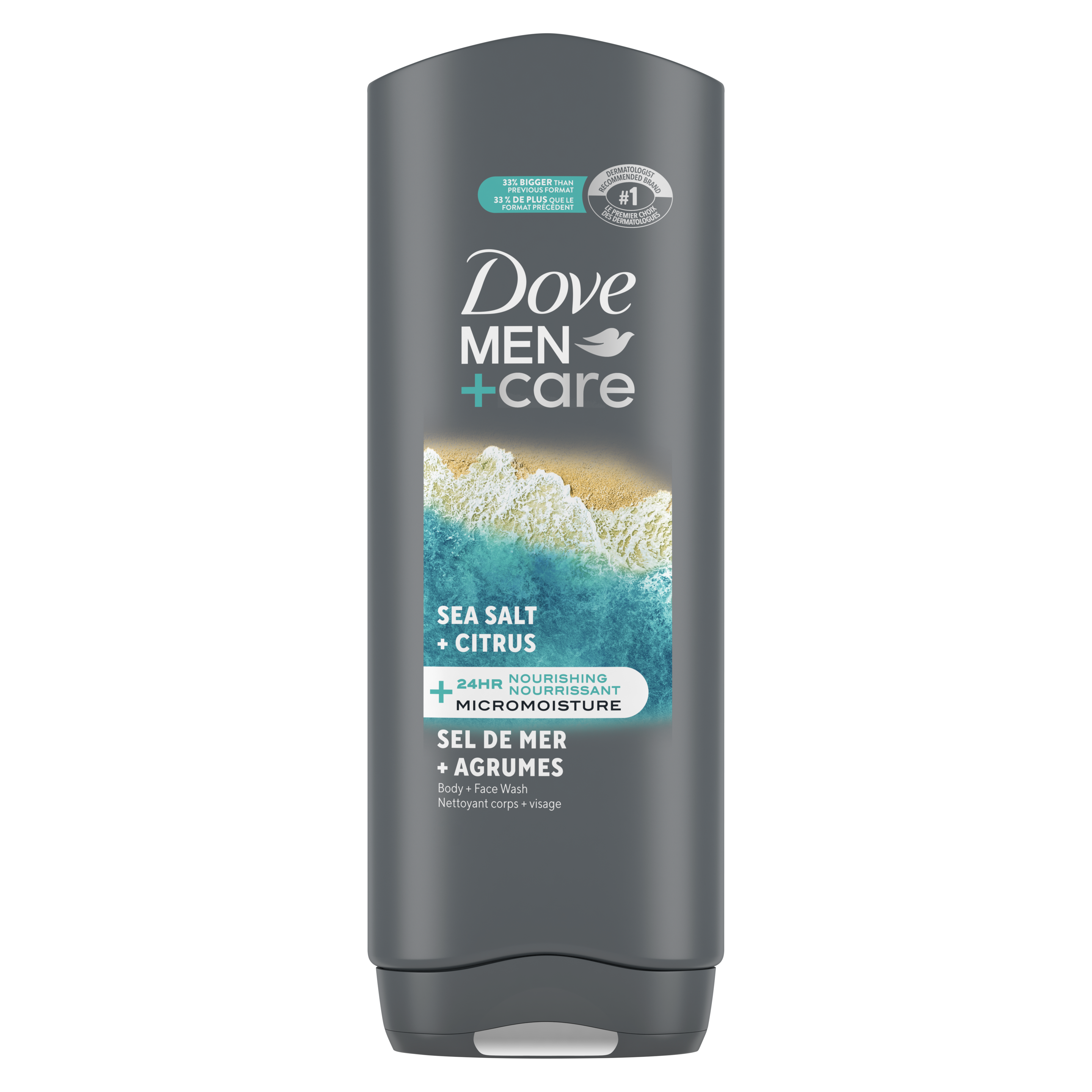 Dove Men+Care Sea Salt + Citrus Body + Face Wash – 532ml | دوف مِن+كير سي سولت + سيتروس غسول مقشر بملح البحر والحمضيات للوجه والجسم للرجال – 532 مل