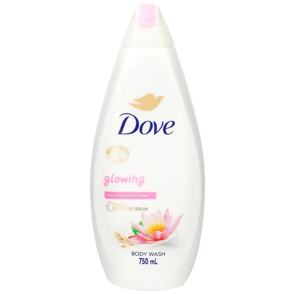 Dove Glowing Rice Water & Lotus Body Wash – 500ml | دوف غلوينغ غسول جسم للإشراقة برائحة ماء الأرز وزهرة اللوتس للبشرة العادية والباهتة – 500 مل