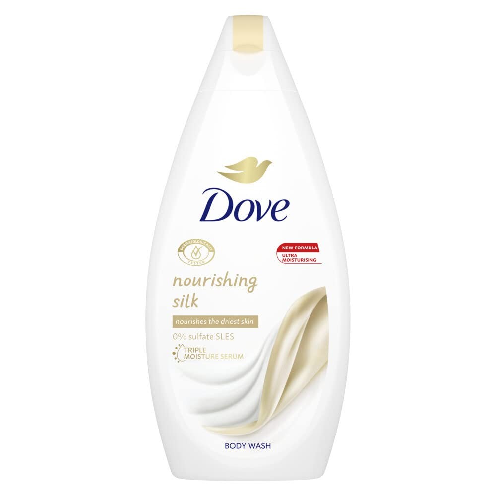 Dove Nourishing Silk Body Wash – 500ml | دوف نورشينغ سيلك غسول جسم مغذي بنعومة الحرير للبشرة الجافة – 500 مل
