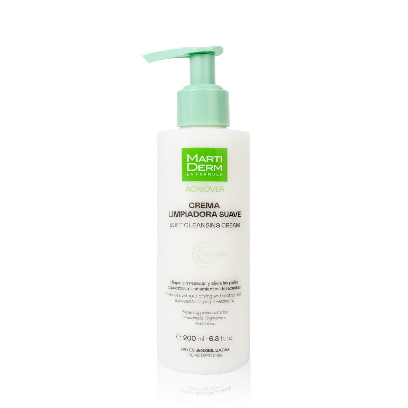 MartiDerm La Fórmula Acniover Restore Soft Cleansing Cream – 200ml | مارتي ديرم غسول كريمي لطيف للبشرة الحساسة والمعرضة للحبوب – 200 مل