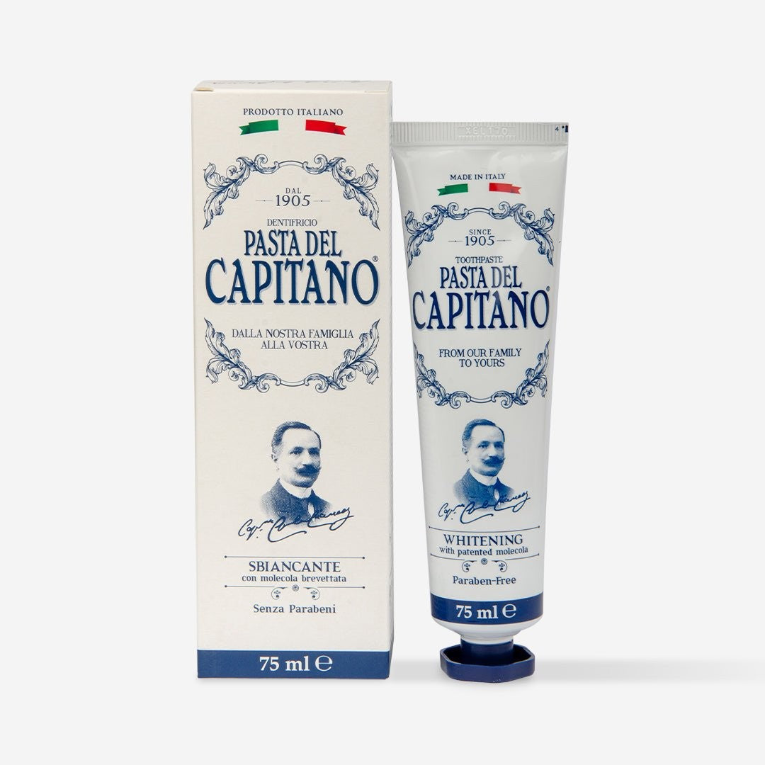 Pasta del Capitano Whitening Ox-Active Peppermint & Spearmint Toothpaste – 75ml | باستا ديل كابيتانو معجون تبييض بالأوكسجين الفعال بنكهة النعناع – 75 مل
