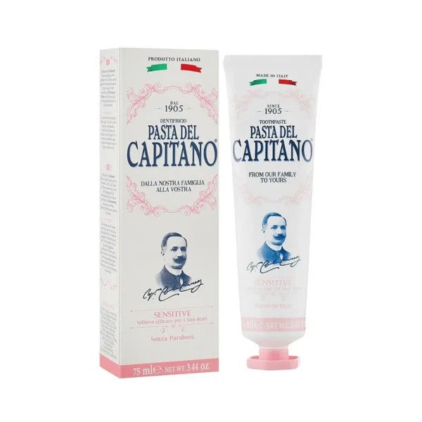 Pasta del Capitano 1905 Sensitive Toothpaste – 75ml | باستا ديل كابيتانو معجون للأسنان الحساسة وتقوية المينا – 75 مل