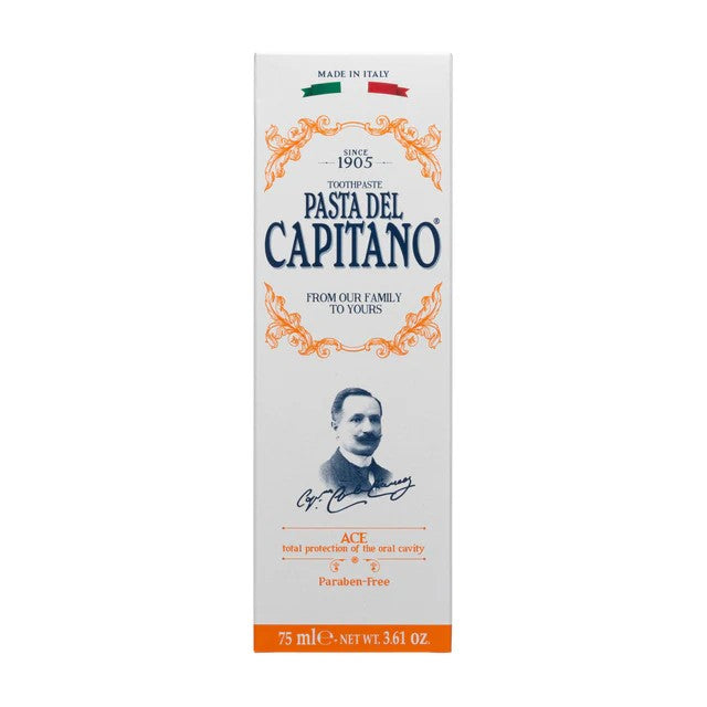 Pasta del Capitano 1905 Vitamins ACE Toothpaste – 75ml | باستا ديل كابيتانو معجون بالفيتامينات للعناية المتكاملة بالأسنان واللثة – 75 مل