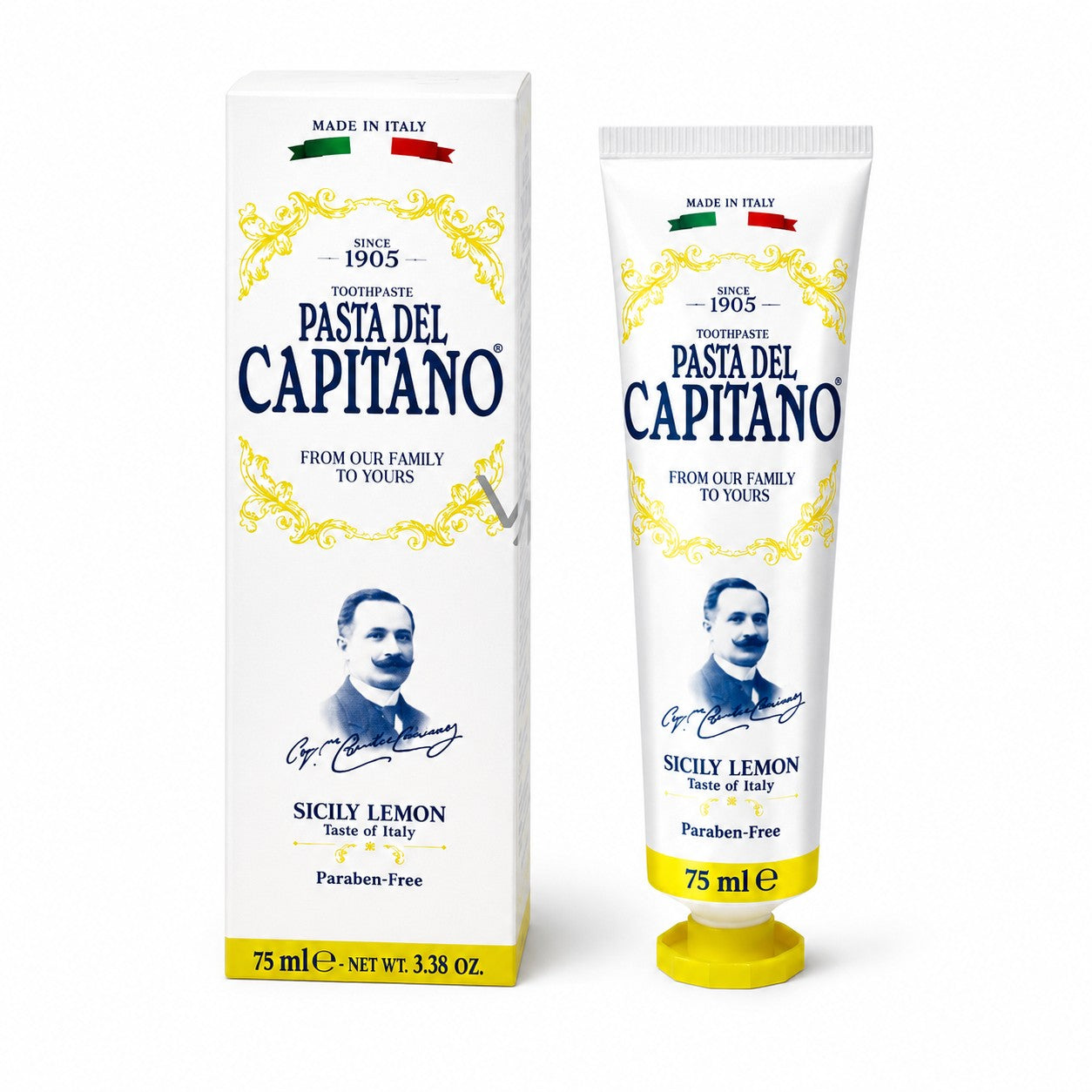 Pasta del Capitano 1905 Sicily Lemon Toothpaste – 75ml | باستا ديل كابيتانو معجون بالليمون الصقلي لإنعاش النفس والعناية باللثة – 75 مل