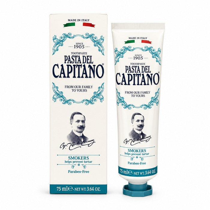 Pasta del Capitano 1905 Smokers Toothpaste – 75ml | باستا ديل كابيتانو معجون للمدخنين لتقليل التكلسات والبقع وإنعاش النفس – 75 مل