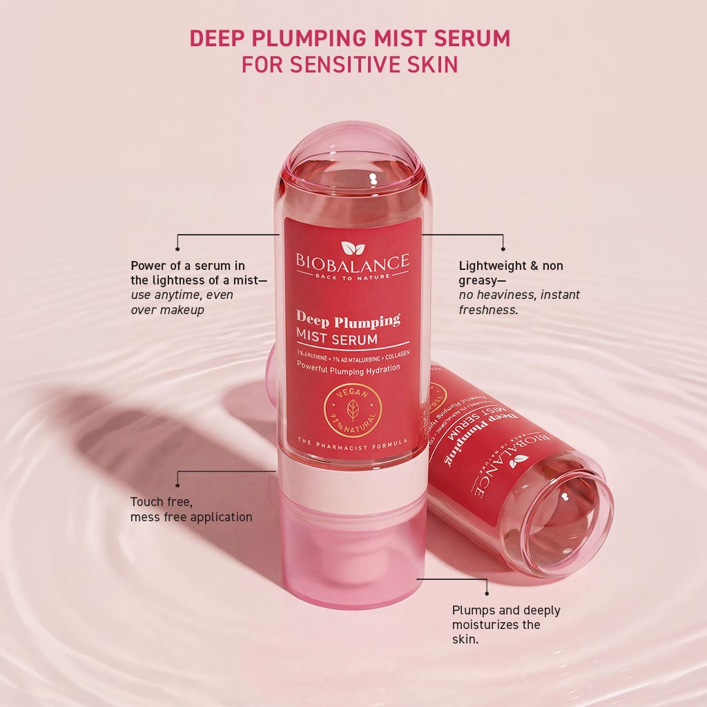 BIOBALANCE Deep Plumping Mist Serum – 80ml | بيو بالانس سيروم بخاخ للترطيب العميق وامتلاء وتحسين مرونة البشرة – 80 مل