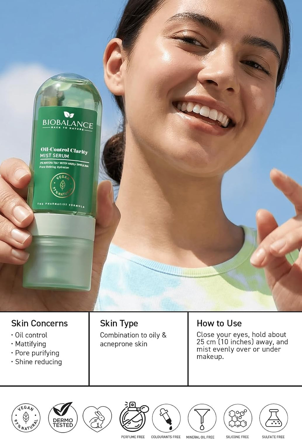 BIOBALANCE Oil-Control Clarity Mist Serum – 80ml | بيو بالانس سيروم بخاخ لتنظيم الدهون وتنقية المسام – 80 مل