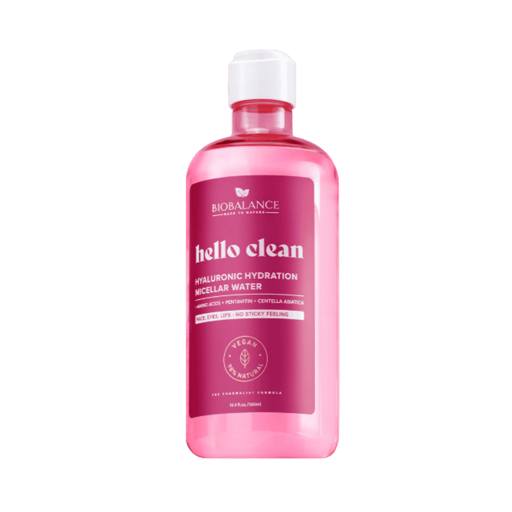 BIOBALANCE Hello Clean Hyaluronic Hydration Micellar Water – 500ml | بيو بالانس ماء ميسيلار بالهيالورونيك لتنظيف وترطيب البشرة – 500 مل