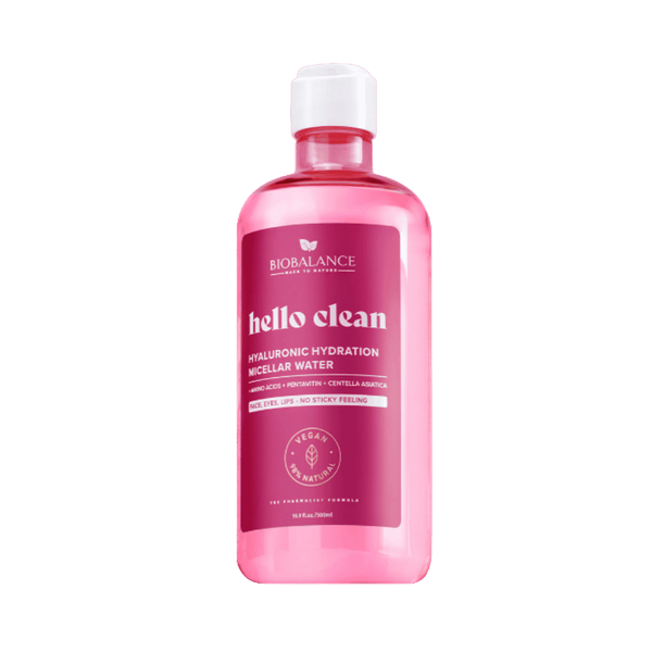 BIOBALANCE Hello Clean Hyaluronic Hydration Micellar Water – 500ml | بيو بالانس ماء ميسيلار بالهيالورونيك لتنظيف وترطيب البشرة – 500 مل