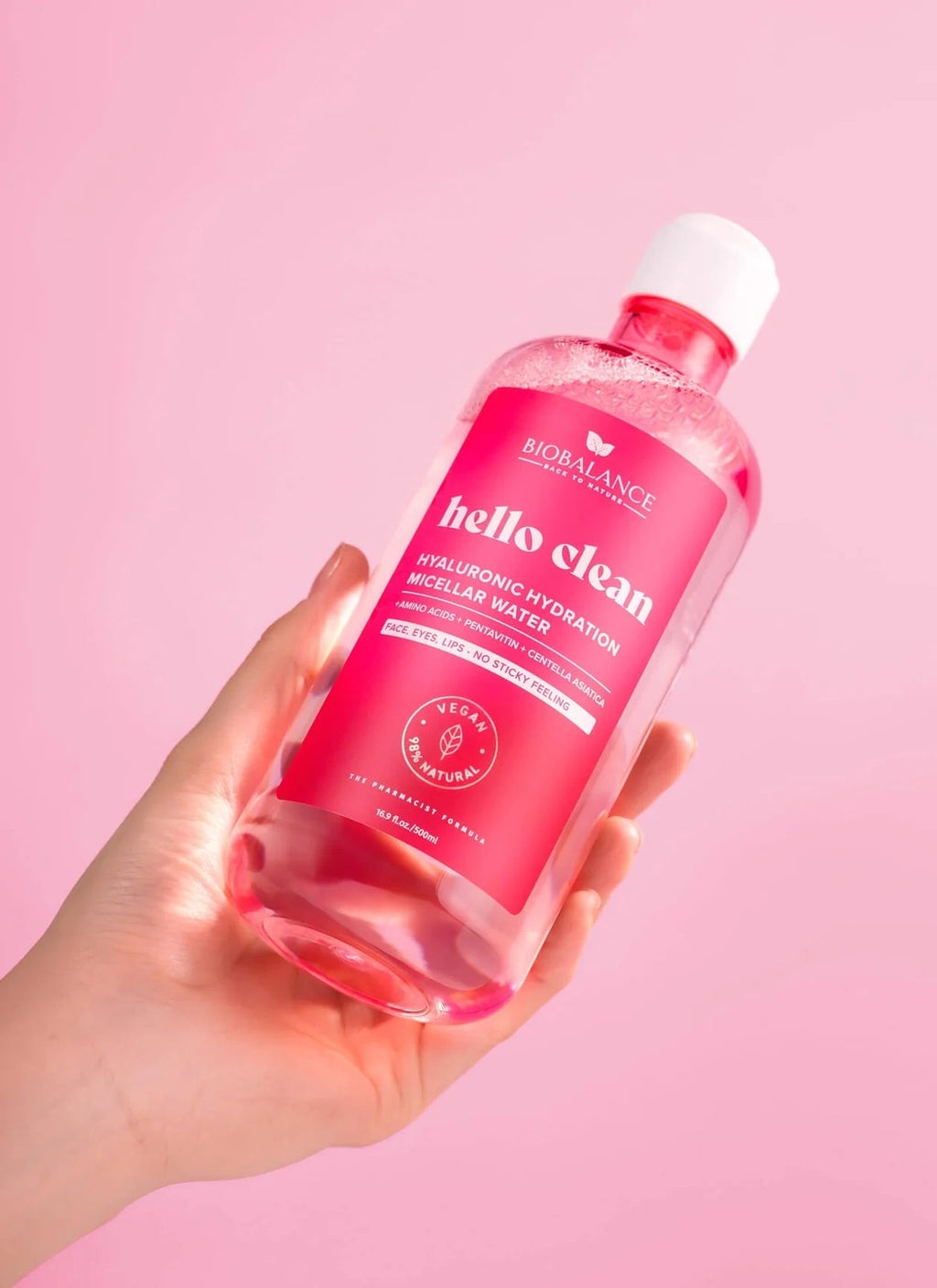 BIOBALANCE Hello Clean Hyaluronic Hydration Micellar Water – 500ml | بيو بالانس ماء ميسيلار بالهيالورونيك لتنظيف وترطيب البشرة – 500 مل