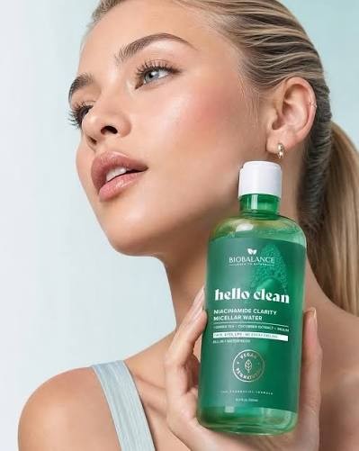 BIOBALANCE Hello Clean Ceramide Booster Bi-Phase Micellar Water – 500ml | بيو بالانس ماء ميسيلار ثنائي الطور بالسيراميد لإزالة المكياج المقاوم للماء ودعم حاجز البشرة – 500 مل