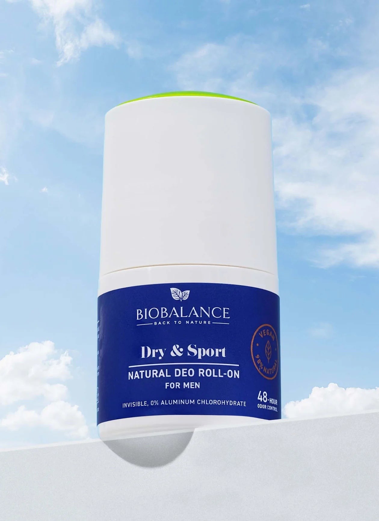 BIOBALANCE Dry & Sport For Men Natural Deo Roll-On – 50ml | بيو بالانس رول مزيل للرائحة للرجال للانتعاش والتحكم بالرطوبة لمدة 48 ساعة – 50 مل