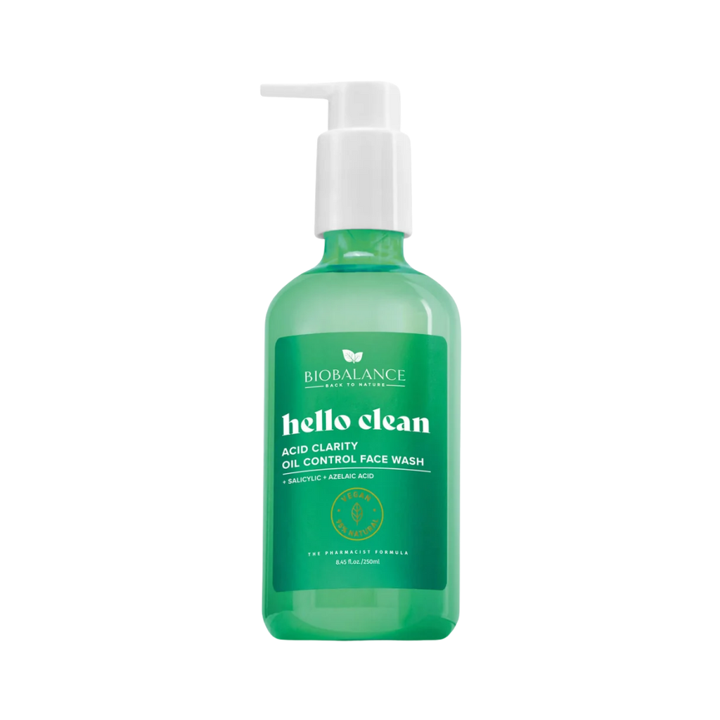 BIOBALANCE Hello Clean Acid Clarity Oil Control Face Wash – 250ml | بيو بالانس غسول بالأزيليك والساليسيليك للبشرة الدهنية والمعرضة للحبوب – 250 مل