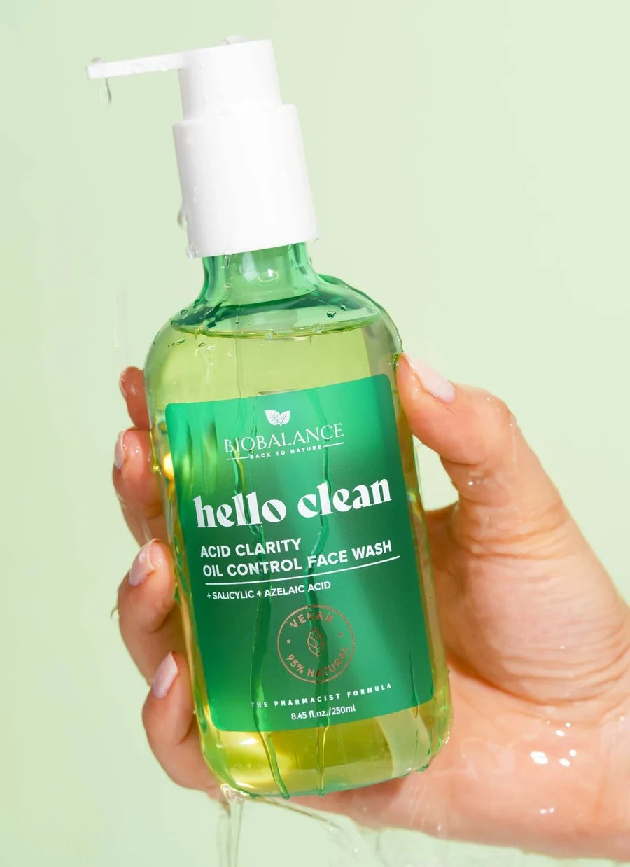 BIOBALANCE Hello Clean Acid Clarity Oil Control Face Wash – 250ml | بيو بالانس غسول بالأزيليك والساليسيليك للبشرة الدهنية والمعرضة للحبوب – 250 مل