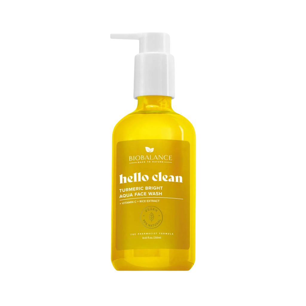 BIOBALANCE Hello Clean Turmeric Bright Aqua Face Wash – 250ml | بيو بالانس غسول بالكركم وفيتامين C لإشراقة وتوحيد لون البشرة – 250 مل