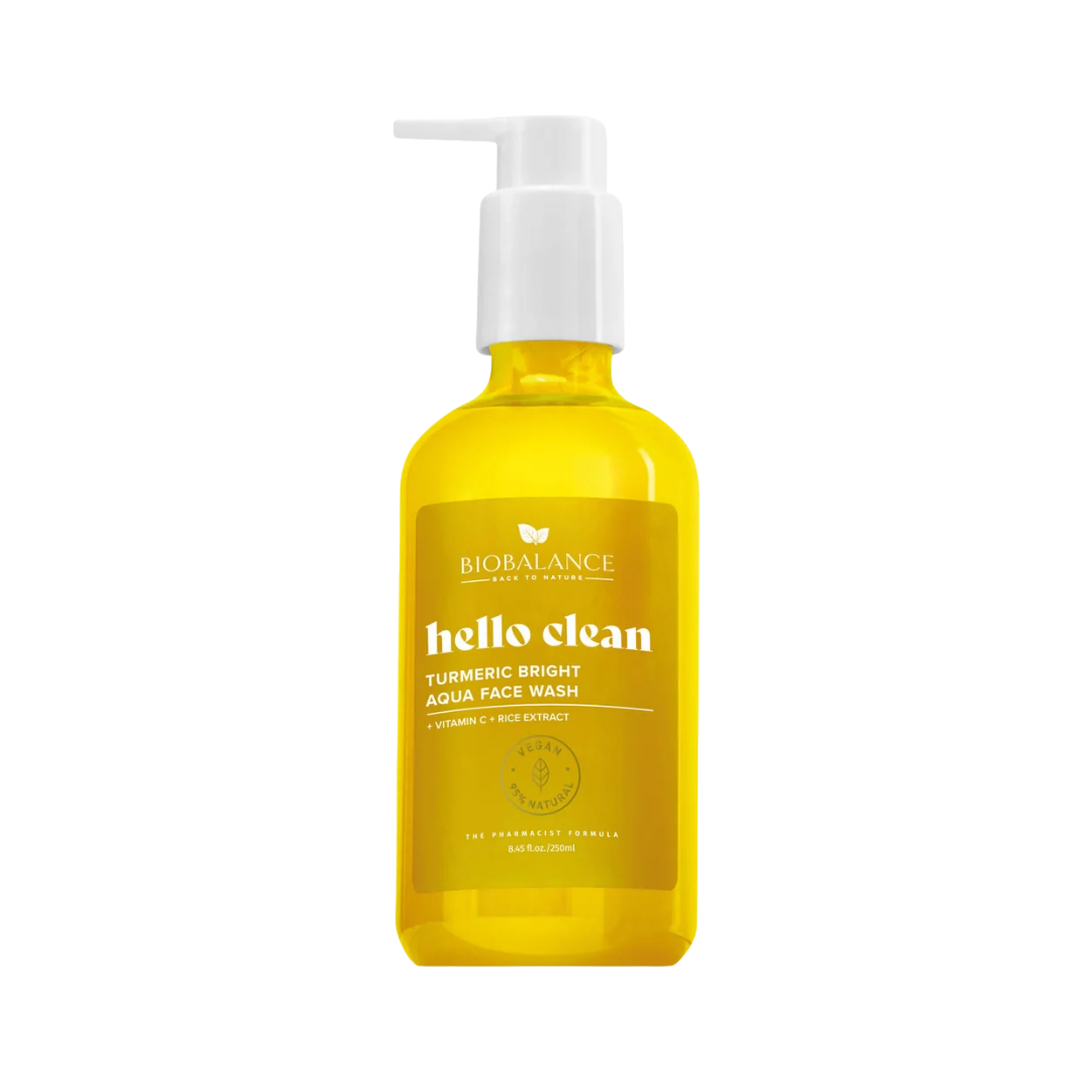BIOBALANCE Hello Clean Turmeric Bright Aqua Face Wash – 250ml | بيو بالانس غسول بالكركم وفيتامين C لإشراقة وتوحيد لون البشرة – 250 مل