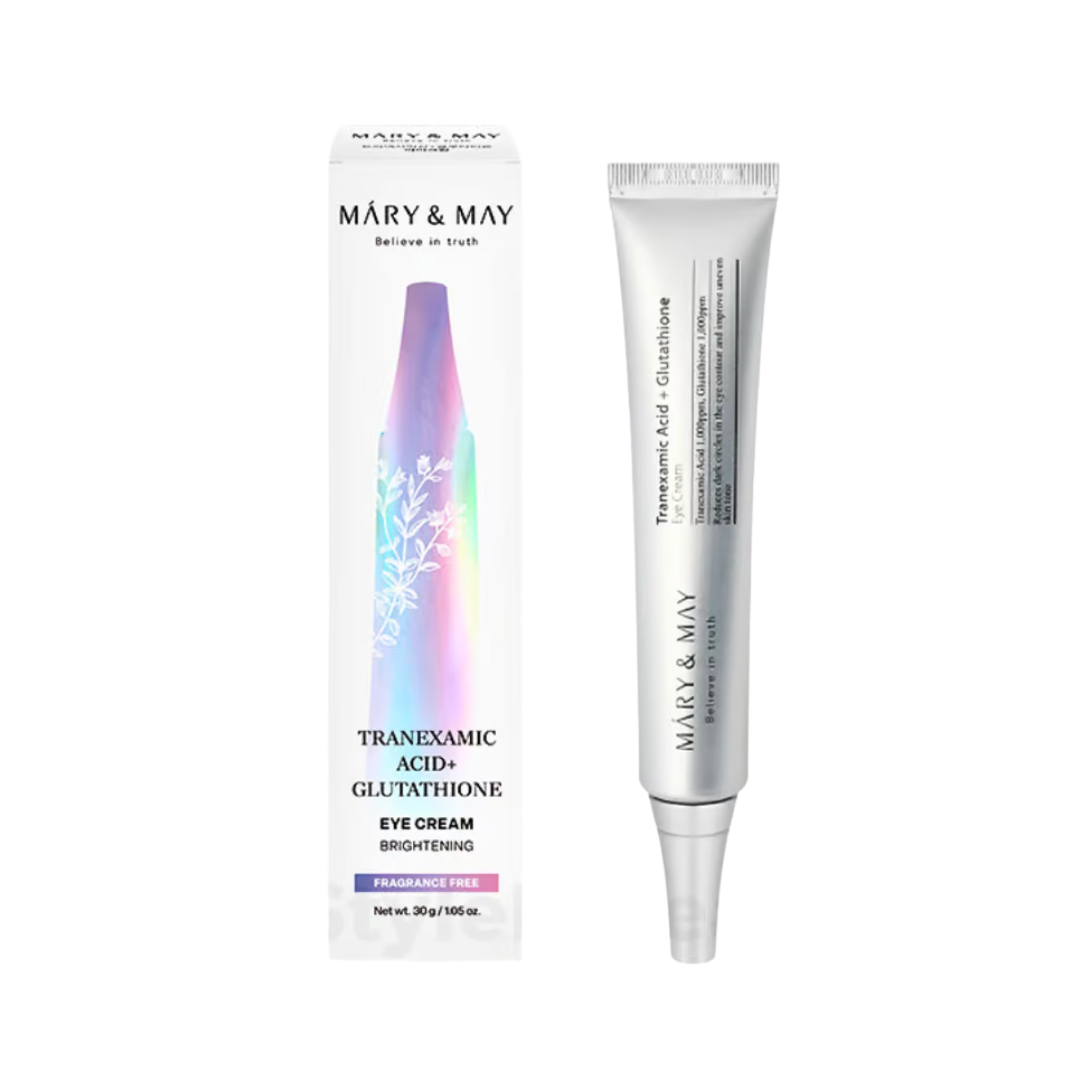 Mary&May Tranexamic Acid + Glutathione Eye Cream – 30g | ماري آند ماي كريم لتفتيح محيط العين وتقليل الهالات بالترانيكساميك أسيد والغلوتاثيون – 30 غم