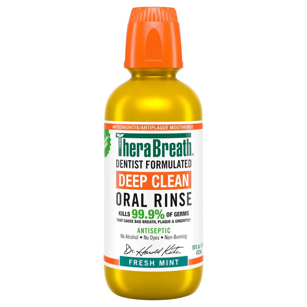 TheraBreath Deep Clean Oral Rinse – Fresh Mint – 473ml | ثيرابريث غسول فم للتنظيف العميق – نكهة النعناع المنعش – 473 مل