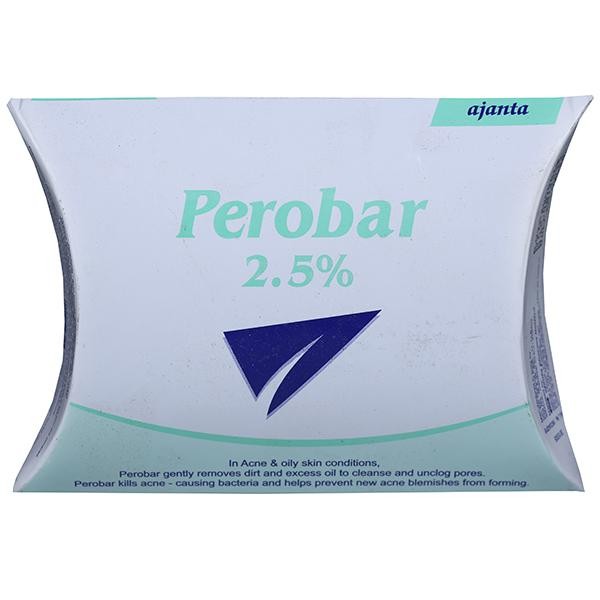 Ajanta Perobar 2.5% Benzoyl Peroxide Cleansing Bar – 75g | اجانتا صابونة بنزويل بيروكسيد 2.5% للحبوب والبشرة الدهنية – 75 غ