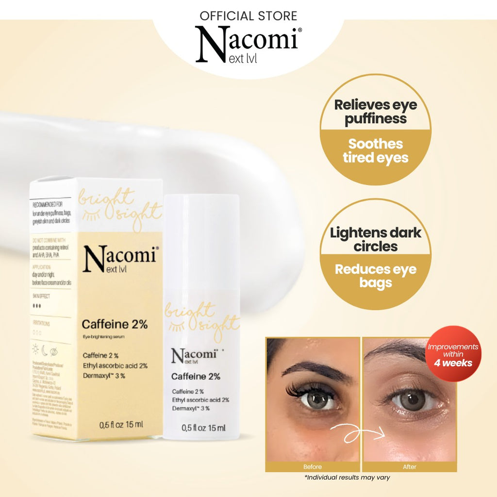 Nacomi Next LVL Caffeine 2% Eye-Brightening Serum – 15ml | ناكومي سيروم تفتيح وإشراقة لمنطقة تحت العين بالكافيين – 15 مل