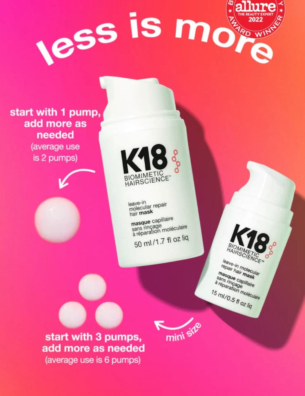 K18 Biomimetic Hairscience Leave-In Molecular Repair Hair Mask – 15ml | كي 18 ماسك علاجي لإصلاح وترميم الشعر بعمق بدون شطف – 15 مل
