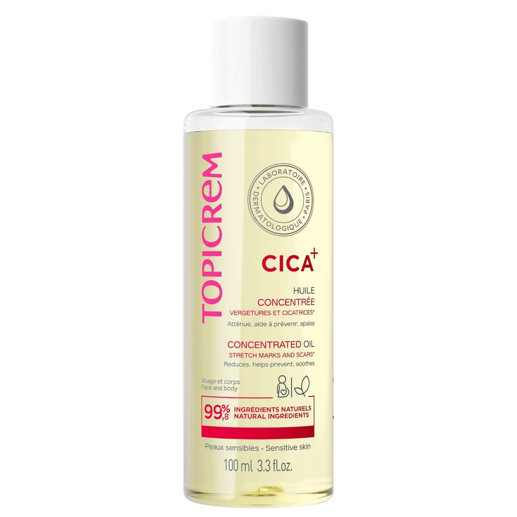 Topicrem CICA+ Concentrated Oil for Stretch Marks & Scars – 100ml | توبيكريم زيت مركز للعناية بعلامات التمدد والندبات وترطيب البشرة – 100 مل