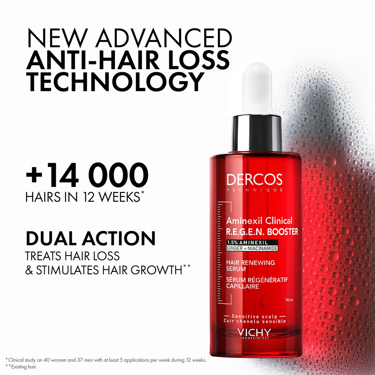 Vichy Dercos Aminexil Clinical R.E.G.E.N. Booster – 90ml | فيشي ديركوس سيروم مكثف لتقليل تساقط الشعر ودعم نموه بالأمينكسيل – 90 مل