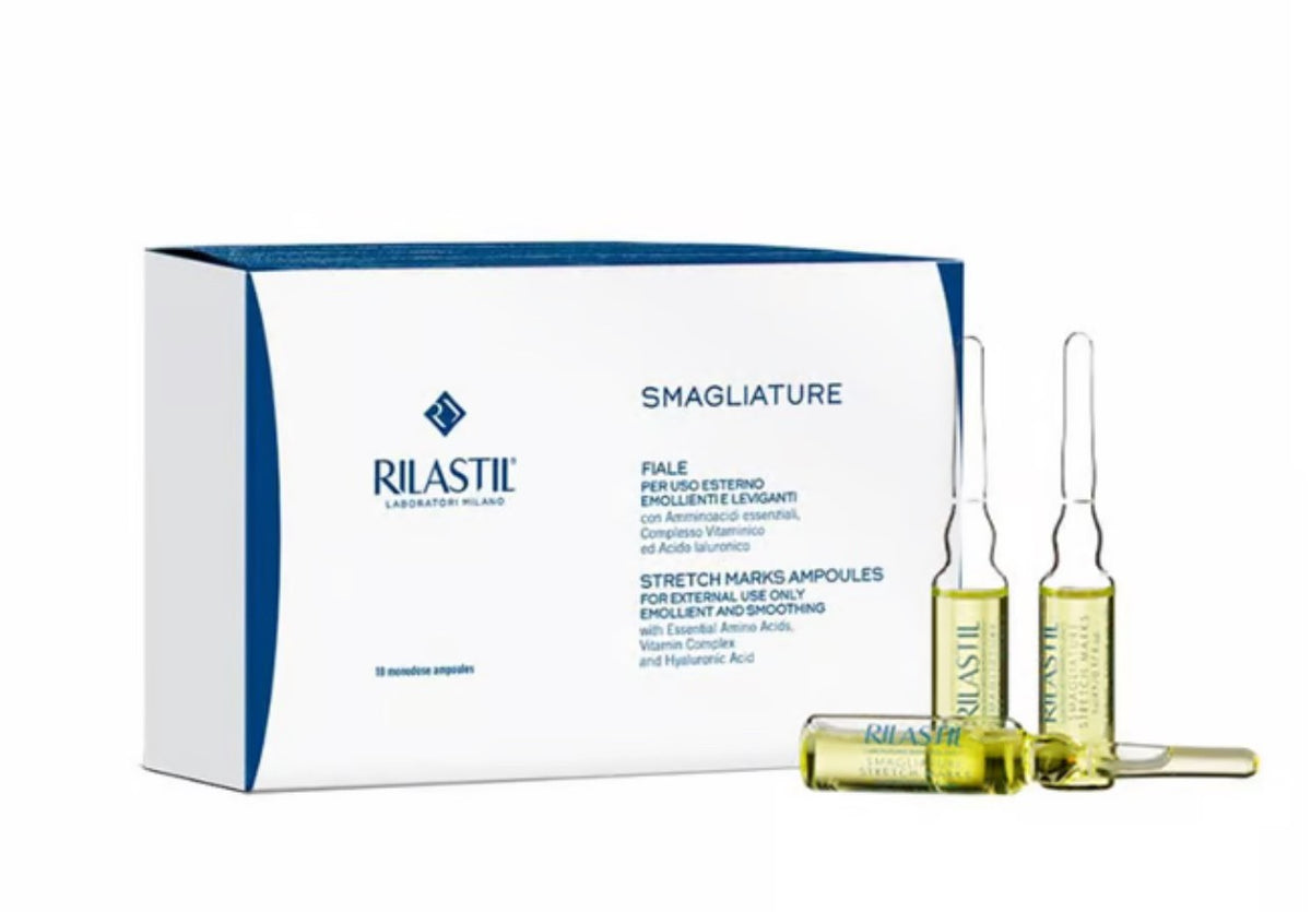 Rilastil Stretch Marks Ampoules Emollient & Smoothing – 50ml | ريلاستيل أمبولات لتنعيم وترطيب البشرة وتحسين مظهر علامات التمدد – 50 مل