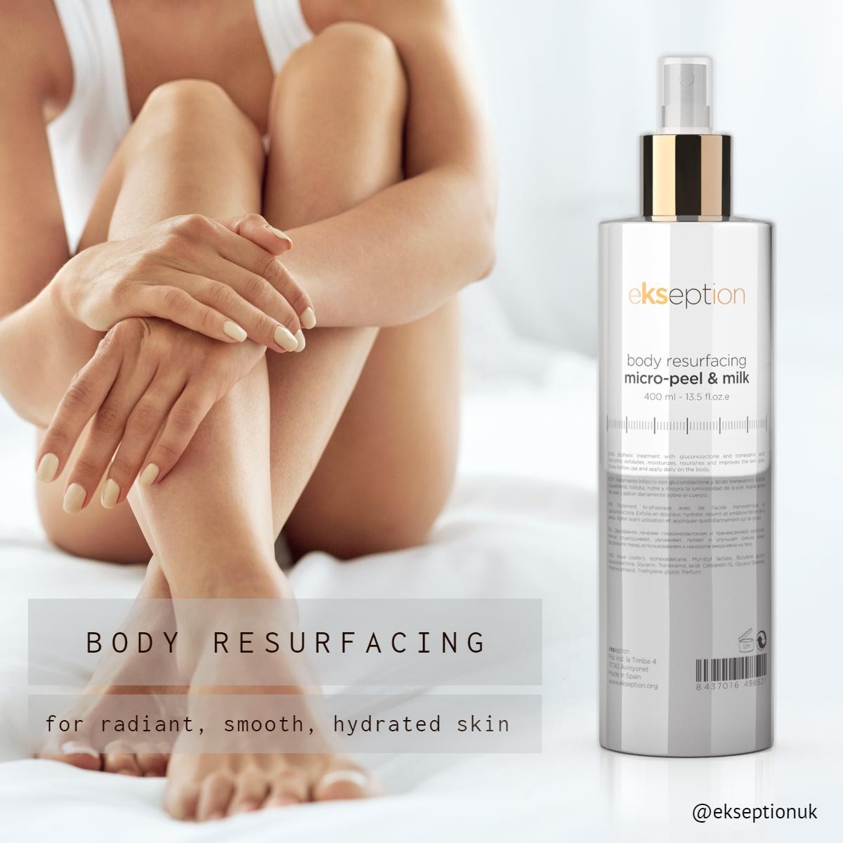 Ekseption Body Resurfacing Micro-Peel & Milk – 400ml | إكسبشن لوشن جسم ثنائي المفعول للتقشير والترطيب وتوحيد لون البشرة – 400 مل