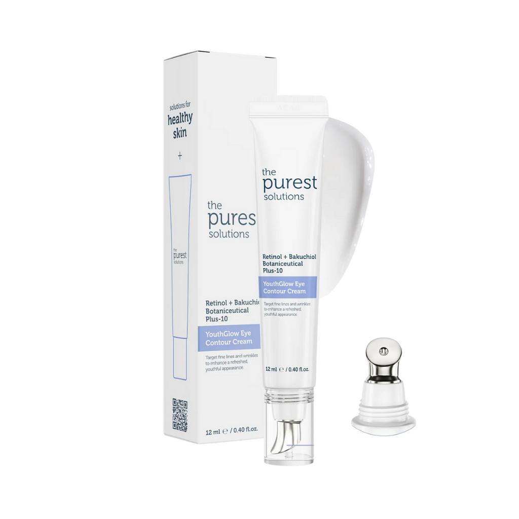 The Purest Solutions YouthGlow Eye Contour Cream – 12ml | ذا بيورست سولوشنز كريم محيط العين لتقليل الخطوط والتجاعيد بالريتينول والباكوشيول – 12 مل