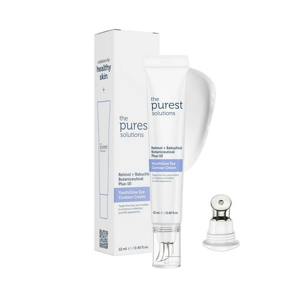 The Purest Solutions YouthGlow Eye Contour Cream – 12ml | ذا بيورست سولوشنز كريم محيط العين لتقليل الخطوط والتجاعيد بالريتينول والباكوشيول – 12 مل